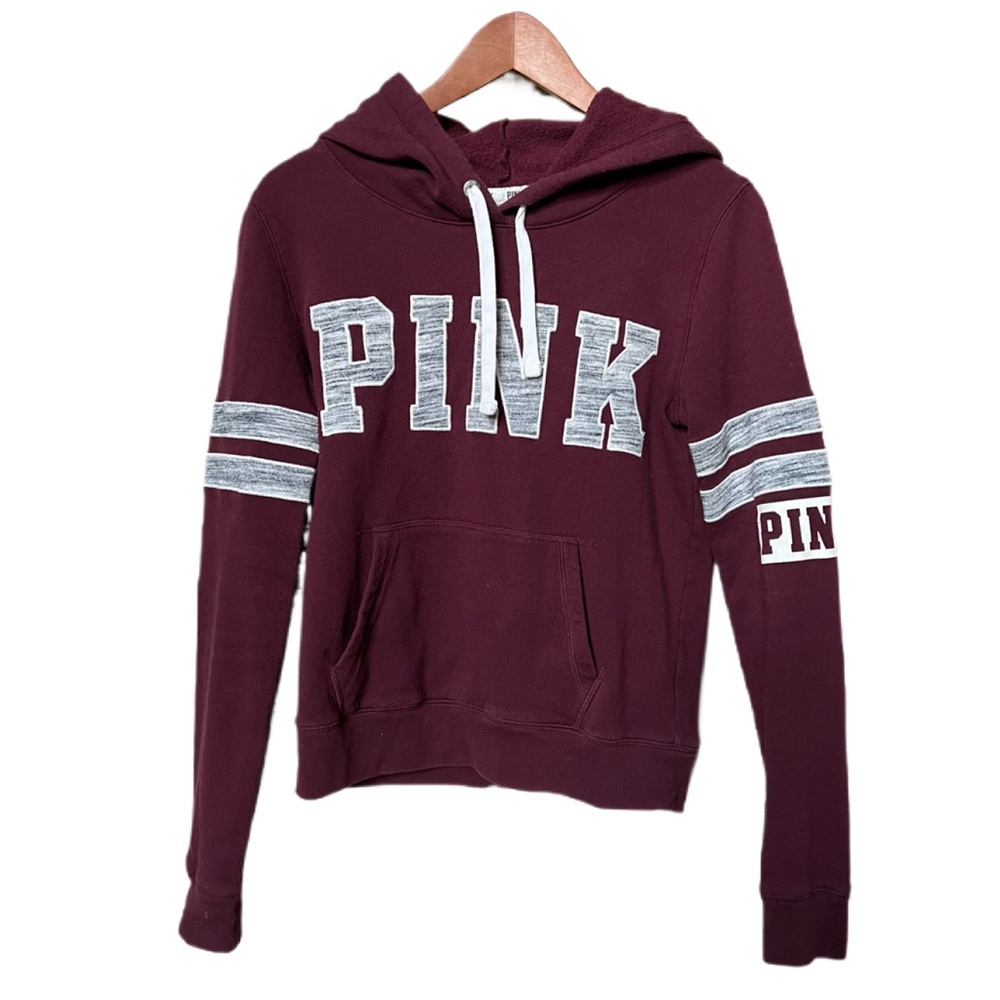 PINK Hoodie, Maroon, Size XS